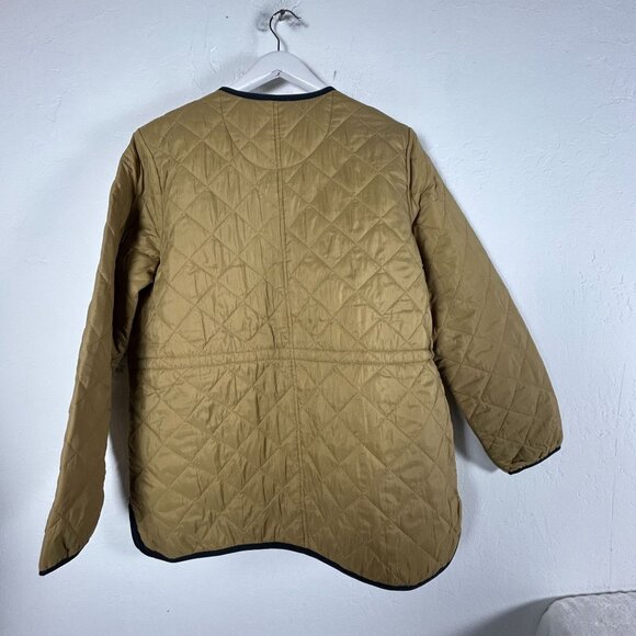 Free Assembly Women's Quilted Cinched Waist Liner Jacket Large Brown Pockets New - Picture 2 of 9